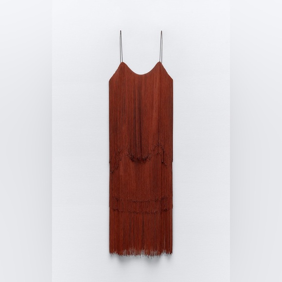 BNWT Zara STRAPPY FRINGED DRESS - Picture 1 of 5